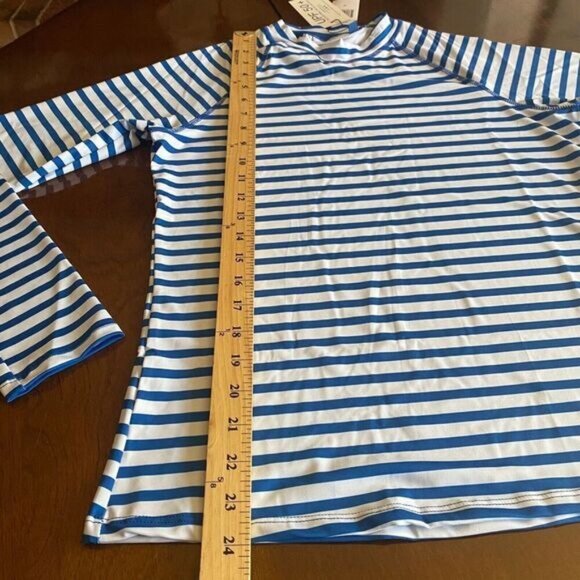 Cabana Life Women’s Striped  UPF 50+ Long Sleeve Shirt swim pool sports Sz M New - Picture 7 of 13